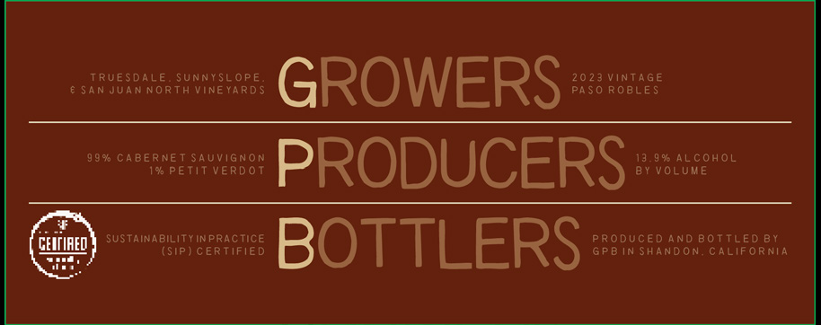2023 Growers Producers Bottlers Cabernet Sauvignon label