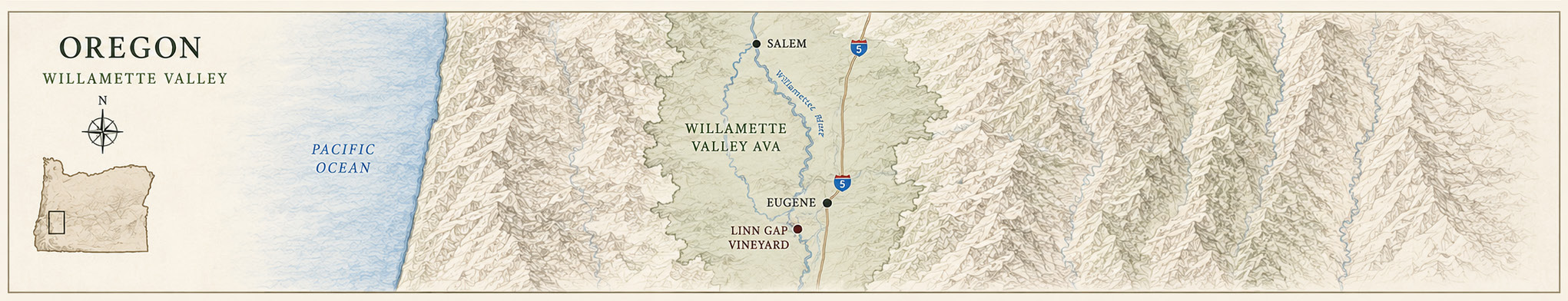 Map of Linn Gap Vineyard in Oregon’s Willamette Valley